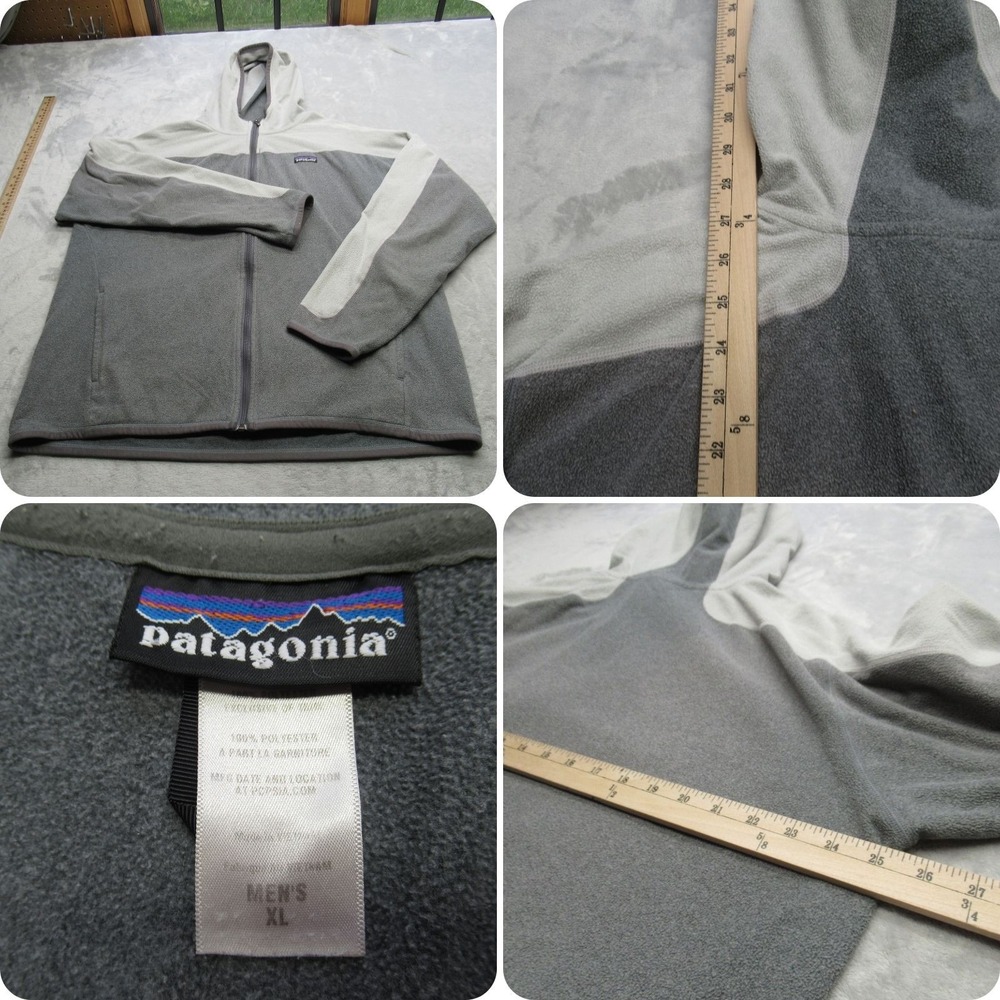 Patagonia Araveto Jacket Men XL Gray Pocket Full Zip Hood Fleece Outdoors Hiking